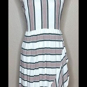 LOFT Asymmetrical Striped Dress - Black and White